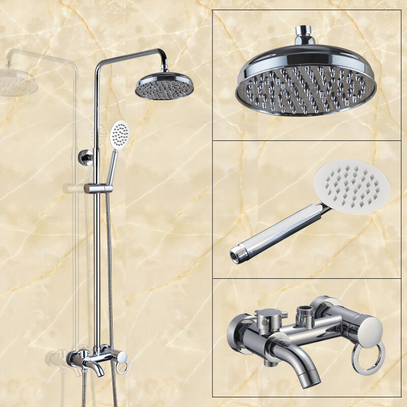 Wall Mount Bathroom Rainfall Shower Faucet Set Chrome Brass Tub Mixer Tap 2cy338