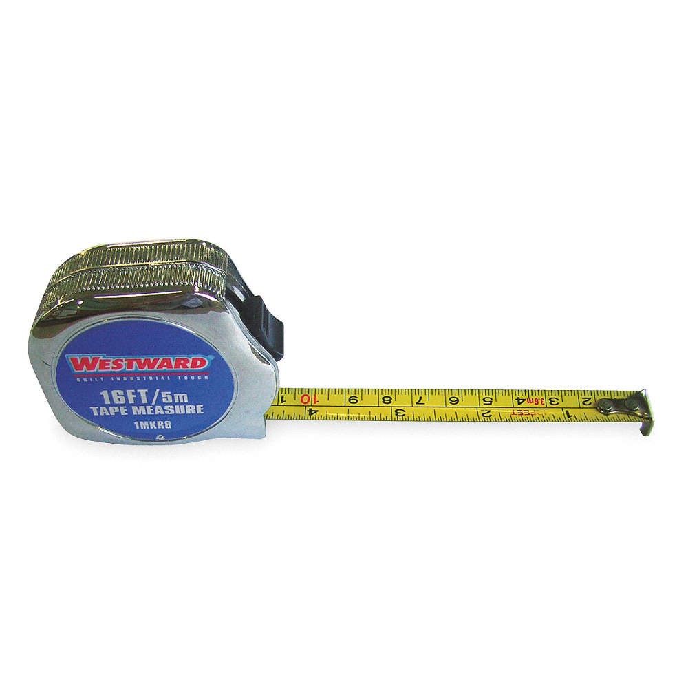 WESTWARD 1MKR8 Tape Measure,3/4"x16 ft.,Carbon Steel 1MKR8