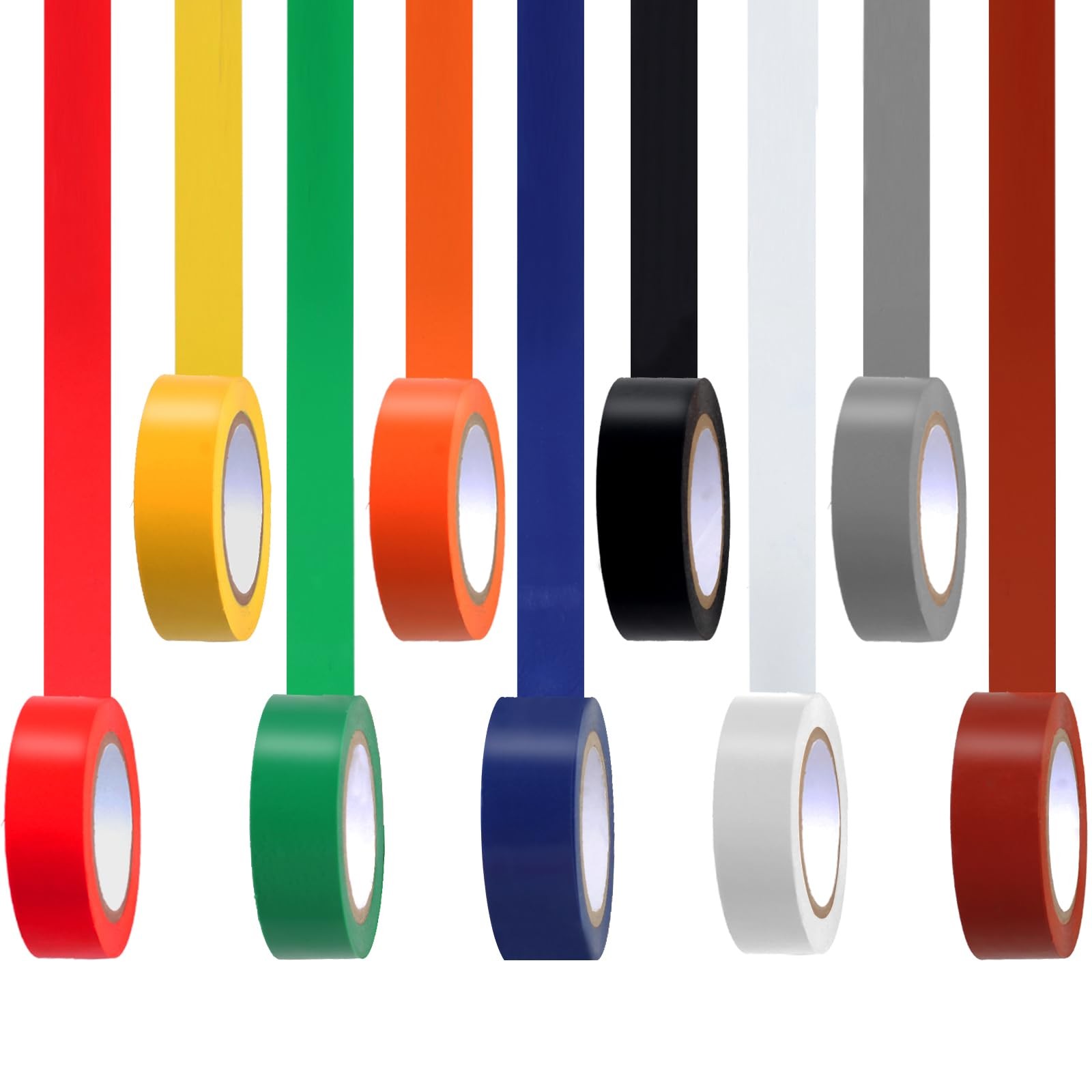 Romeda 9 Pack Coloured Electrical 10 meters x 18 cm x 1.8 cm, Mix Colors