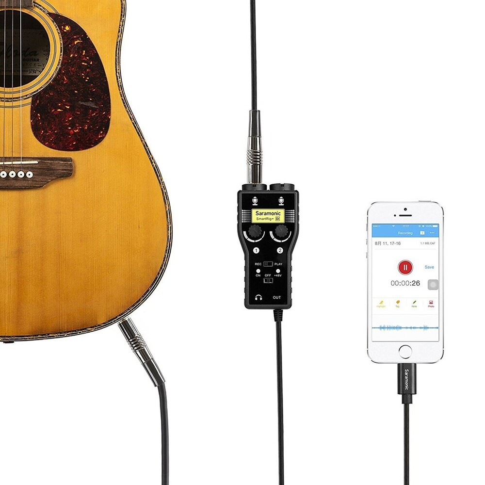 Saramonic Smartrig+DI 2-Ch Audio Interface w/ XLR, 1/4" Inputs For Iphone iPad