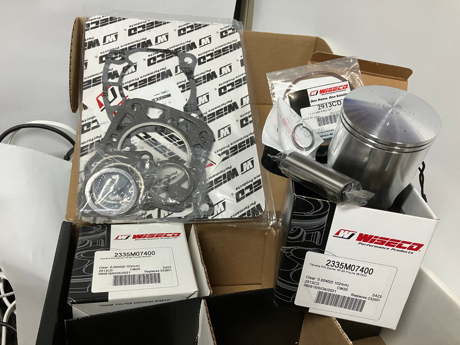 Wiseco Piston Kit SK1096: 1987-93 Yamaha Exciter, 74mm Bore (1.0mm Over Bore)
