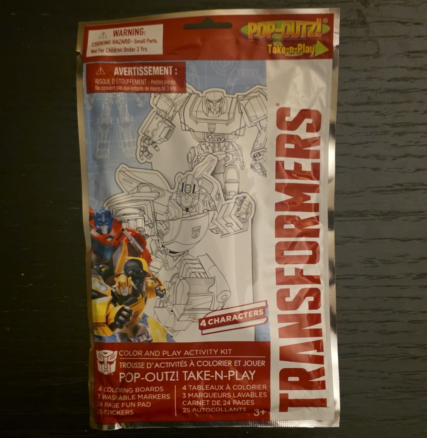 Hasbro Transformers Pop-Outz! Take-n-Play Color & Play Kit, 4 Characters
