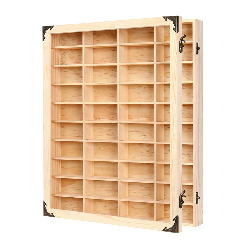 1:64 Toy Cars Wooden Display Case with Dust Resistant Door Store Up to 40 Cars