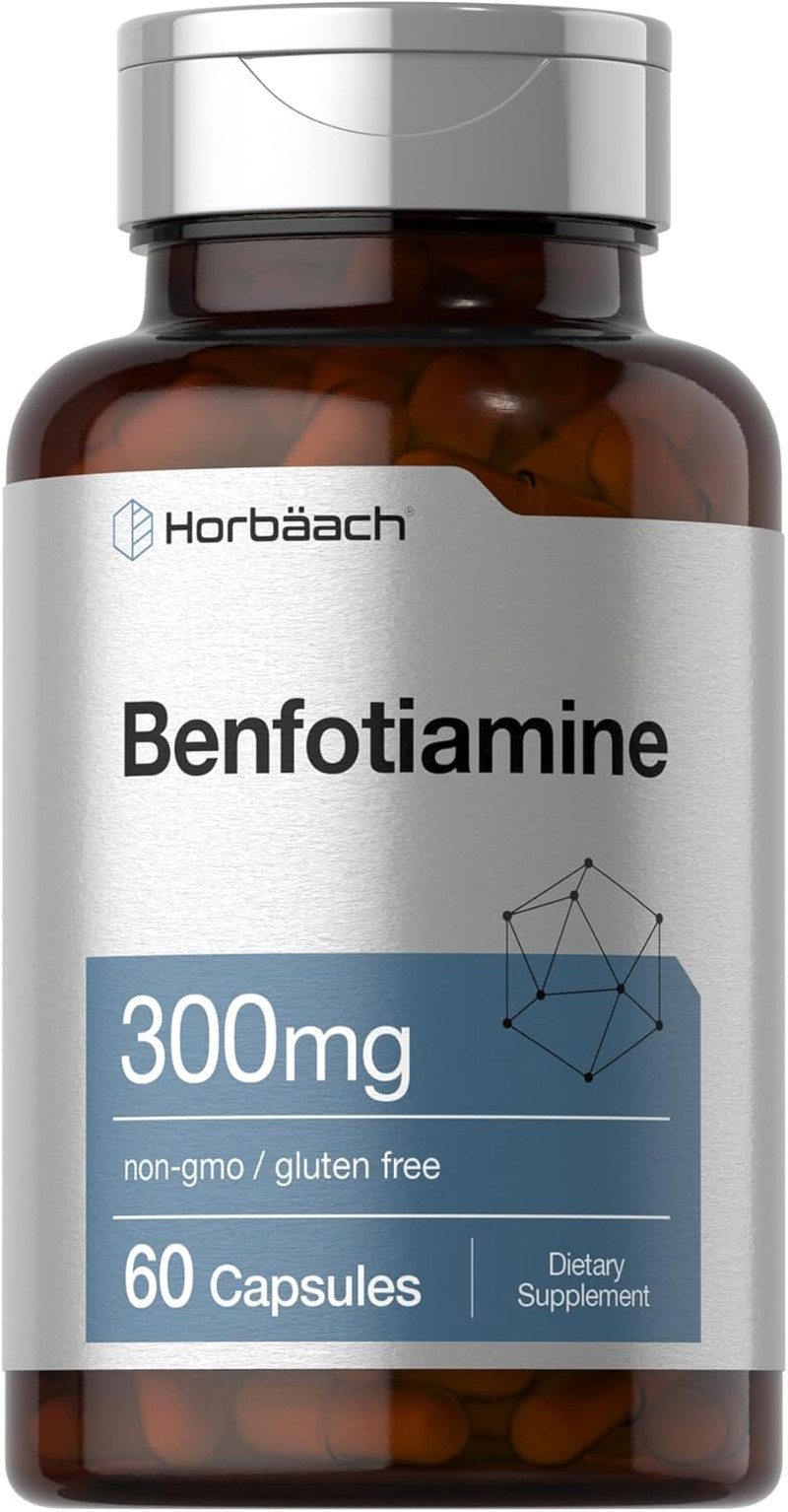 Benfotiamina 300 mg vitamina B1 60 cápsulas suplemento de alta potencia