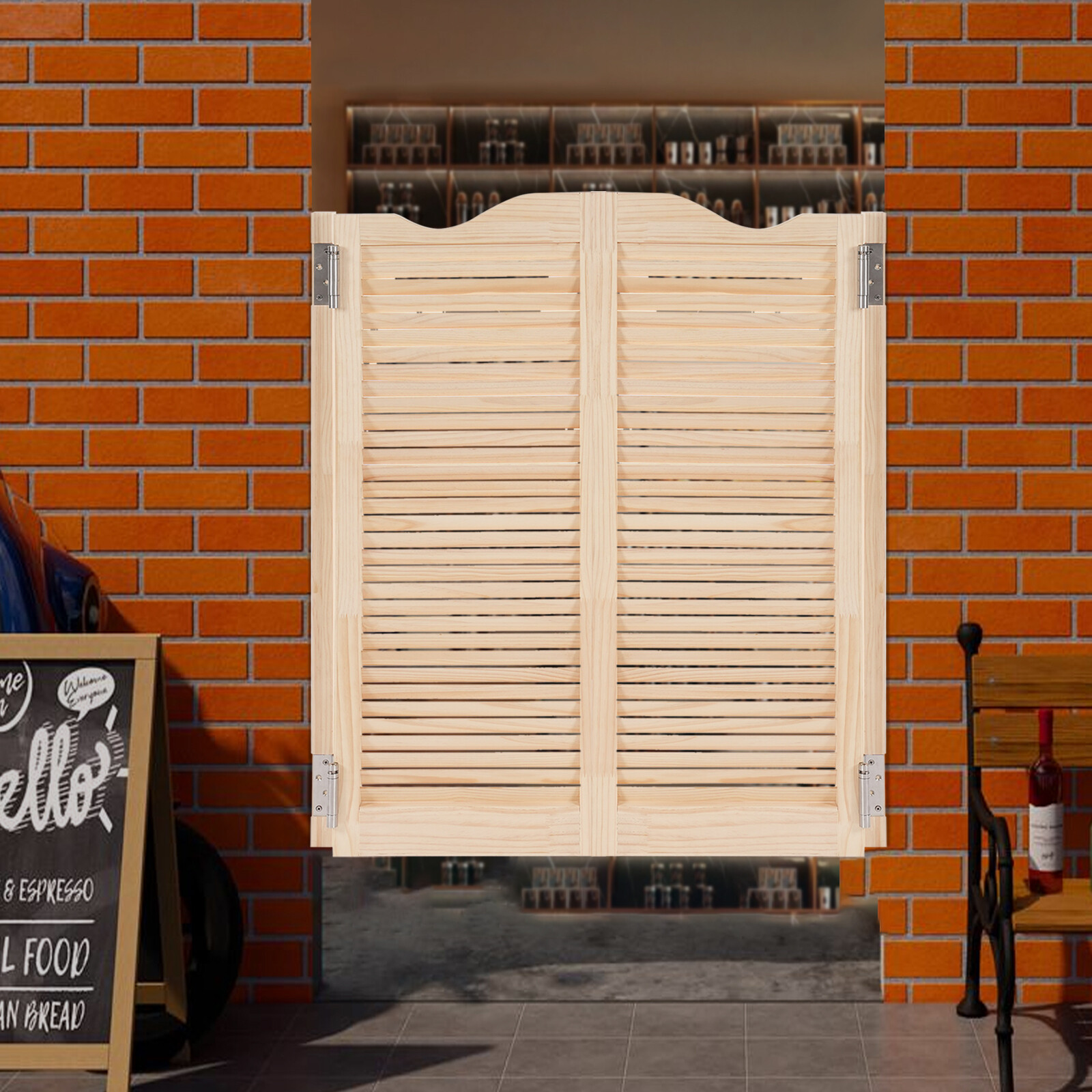 Wall-Mounted Double Half Door Double-hinged Café Door With Hinges