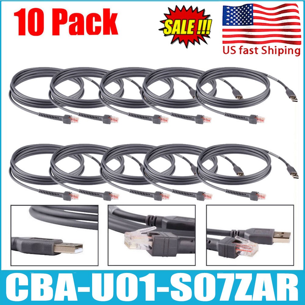 10Pcs 6 Feet Cable for LS2208 Series Handheld Barcode Scanner CBA-U01-S07ZAR US