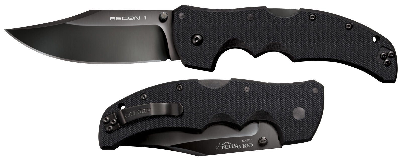 Cold Steel CS27BC Recon 1 4" Folding Clip Point Plain DLC Coated American S35VN