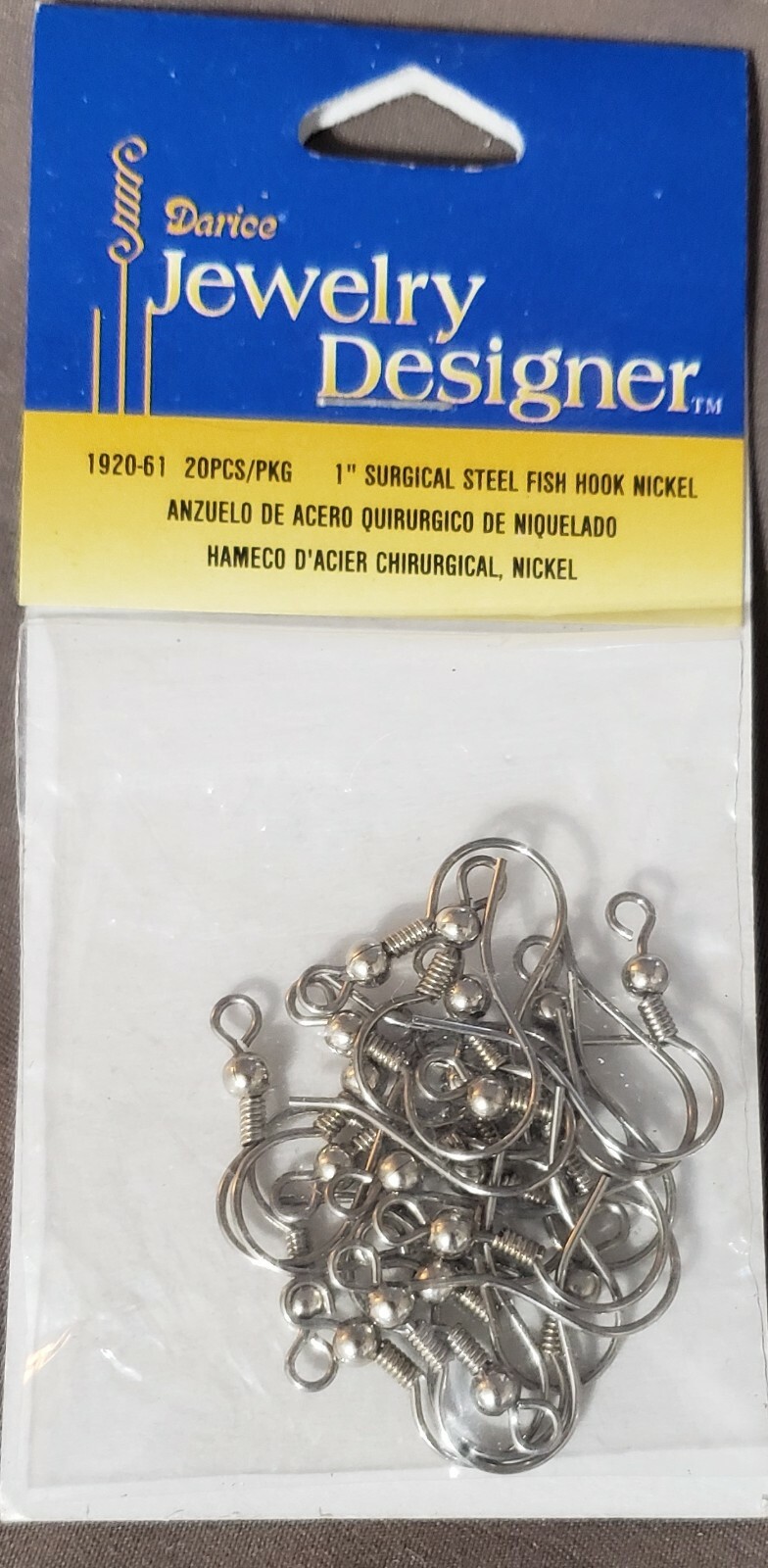 Darice Jewelry Designer--1" Surgical Steel Fish Hook Earrings-Nickel-20 Pieces
