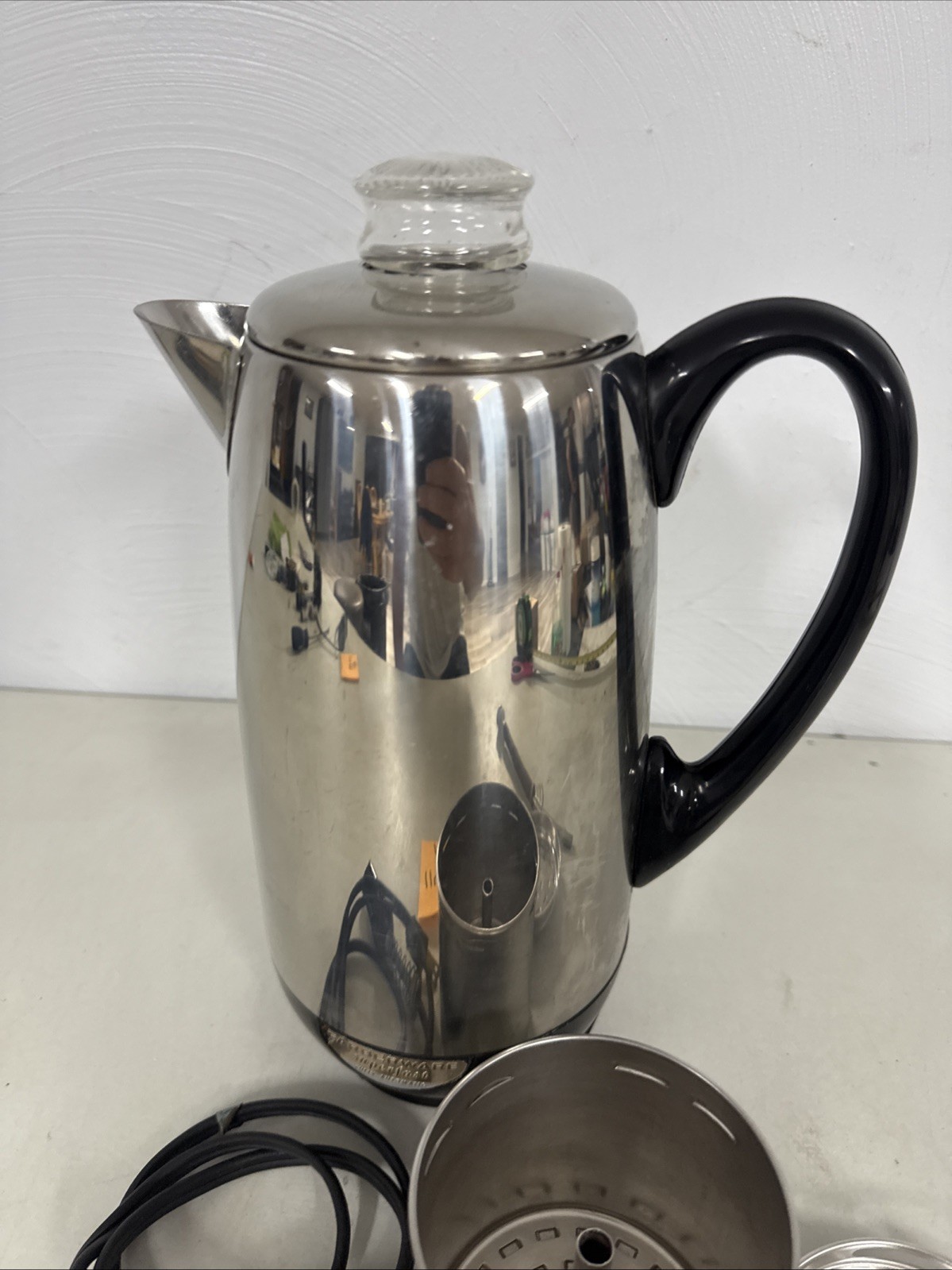 Vintage Farberware Super Fast Fully Automatic 12 Cup Percolator #142 Glass Top