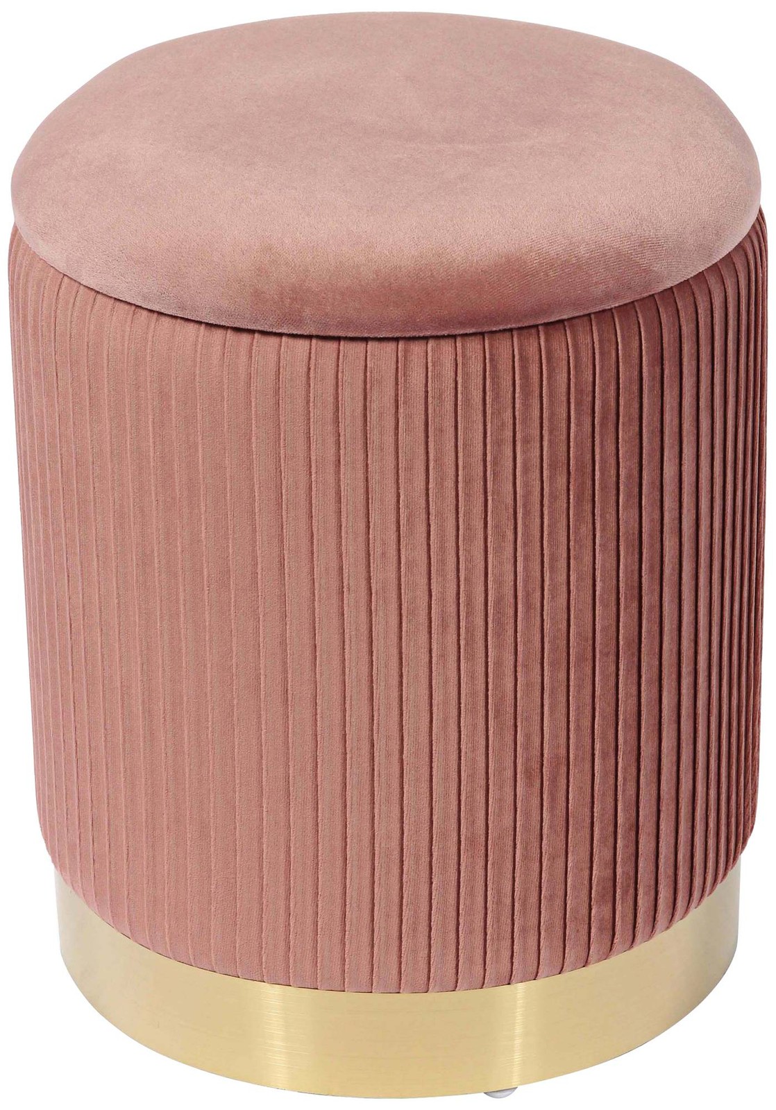 TOV Zoe 12 1/2" Blush Pink Velvet Ribbed Fabric Round Storage Ottoman