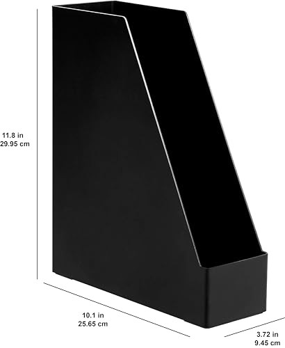 Amazon Basics Plastic Desk Organizer - Vertical Magazine and 2 pack, Black