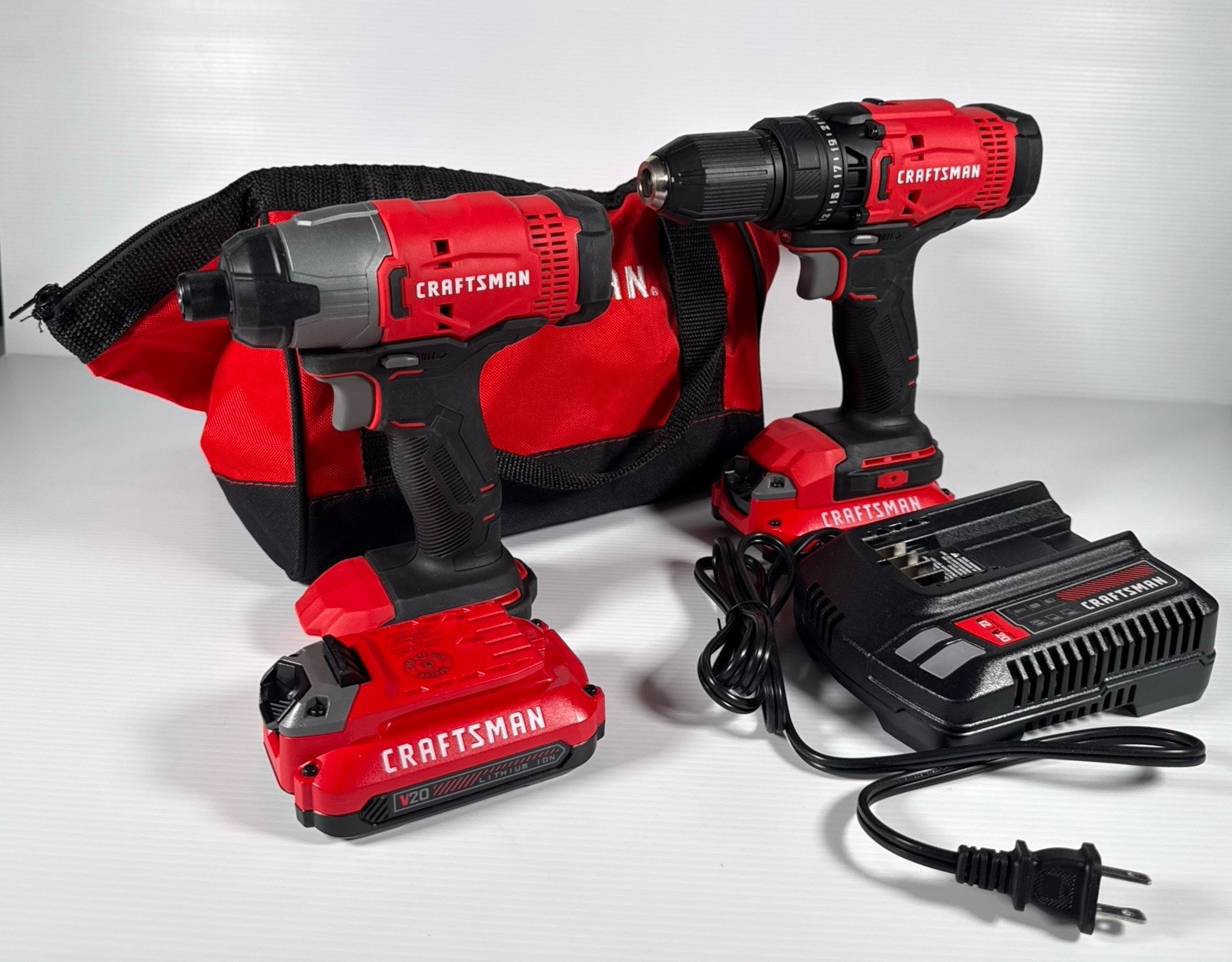 Craftsman 2-Tool 20V Combo Set: CMCF800 1/4" Impact + CMCD700 1/2" Drill w/2 Bat