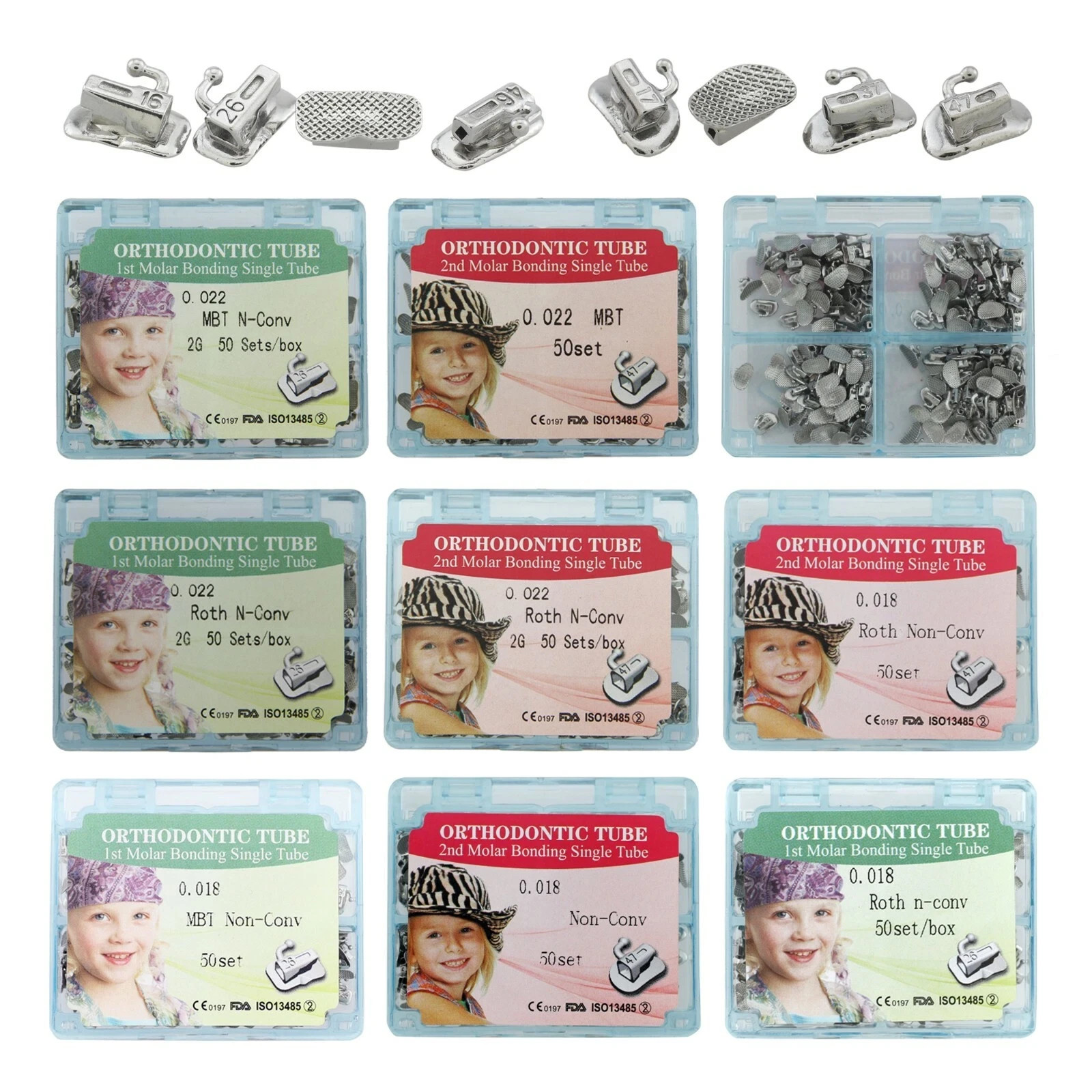 US Tubos 200pcs 80pcs Dental Orthodontic Buccal Tubes Roth MBT 022 1st 2nd Molar