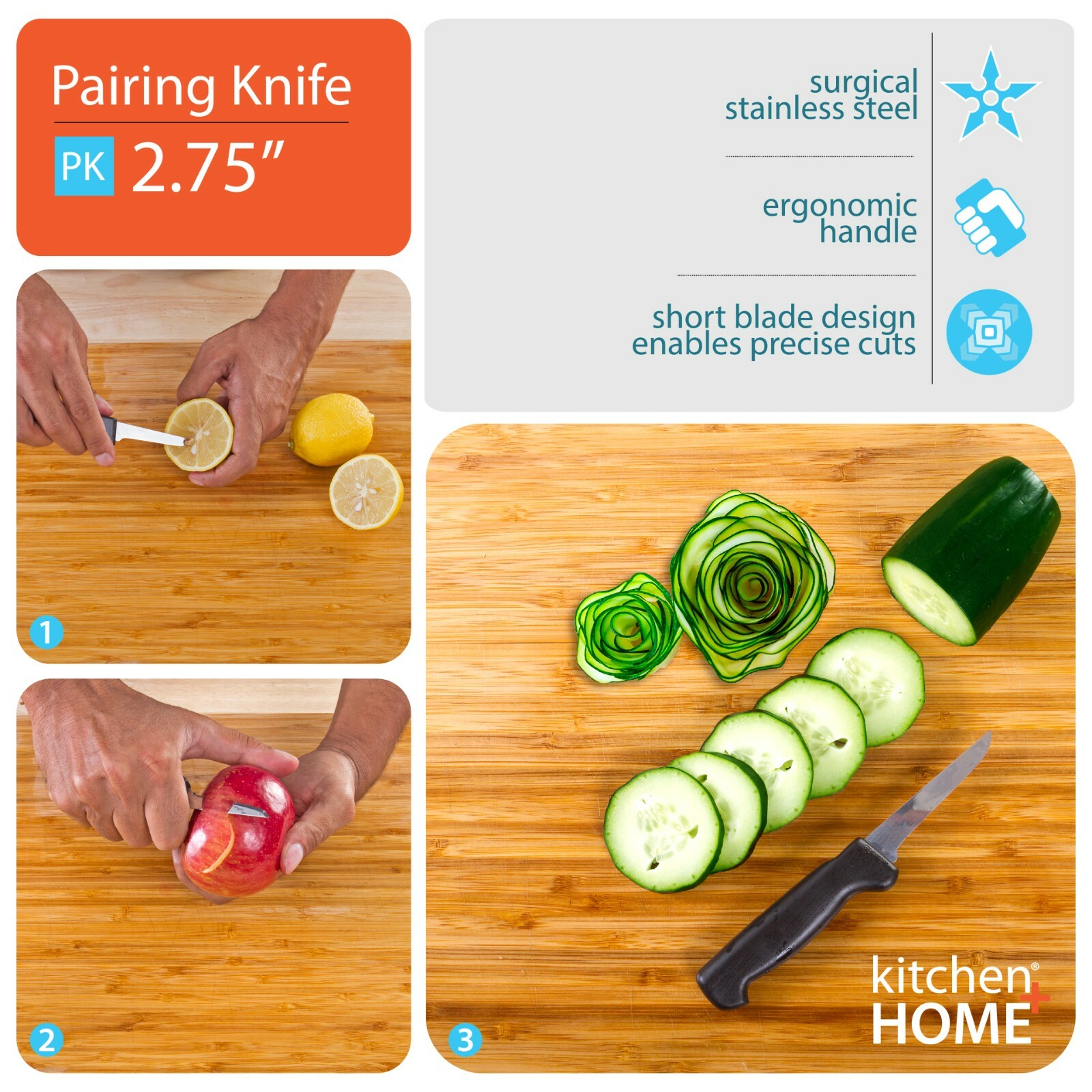 Paring Knife – 2.5” Ultra Sharp Stainless Steel Paring Knives - 3 Pack