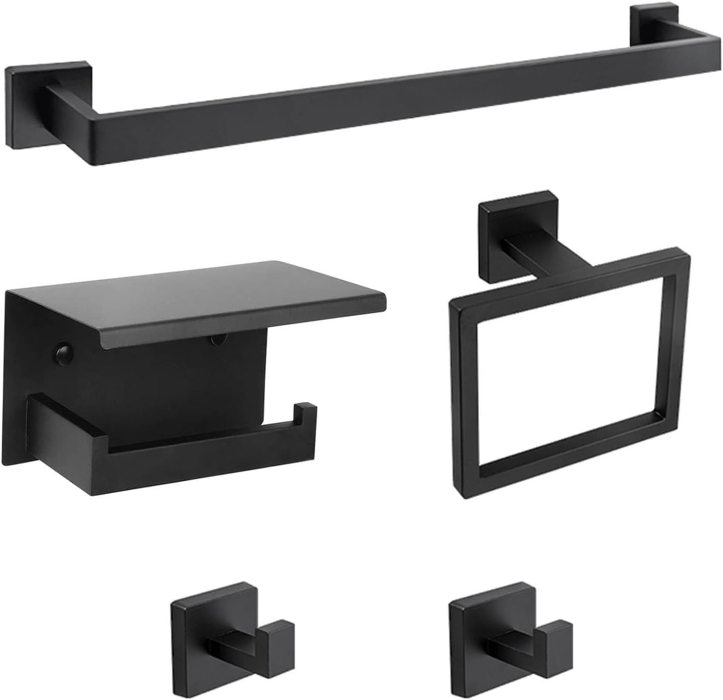 Bathroom Towel Bar Holder Set Matte Black 5-Piece Bathroom Hardware, BRAND NEW