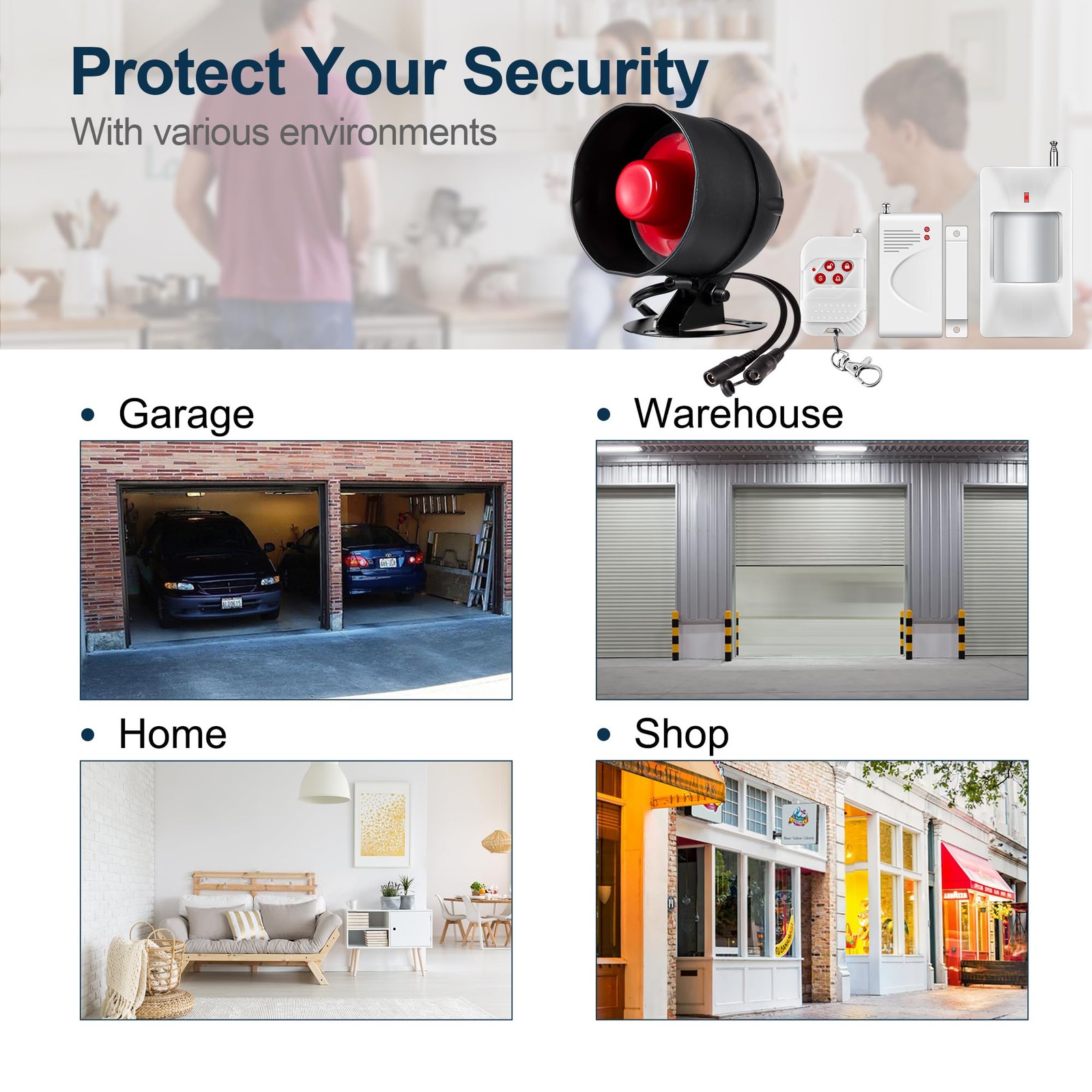 WiFi Alarm Home Security System, Wireless System Horn Water Detectors
