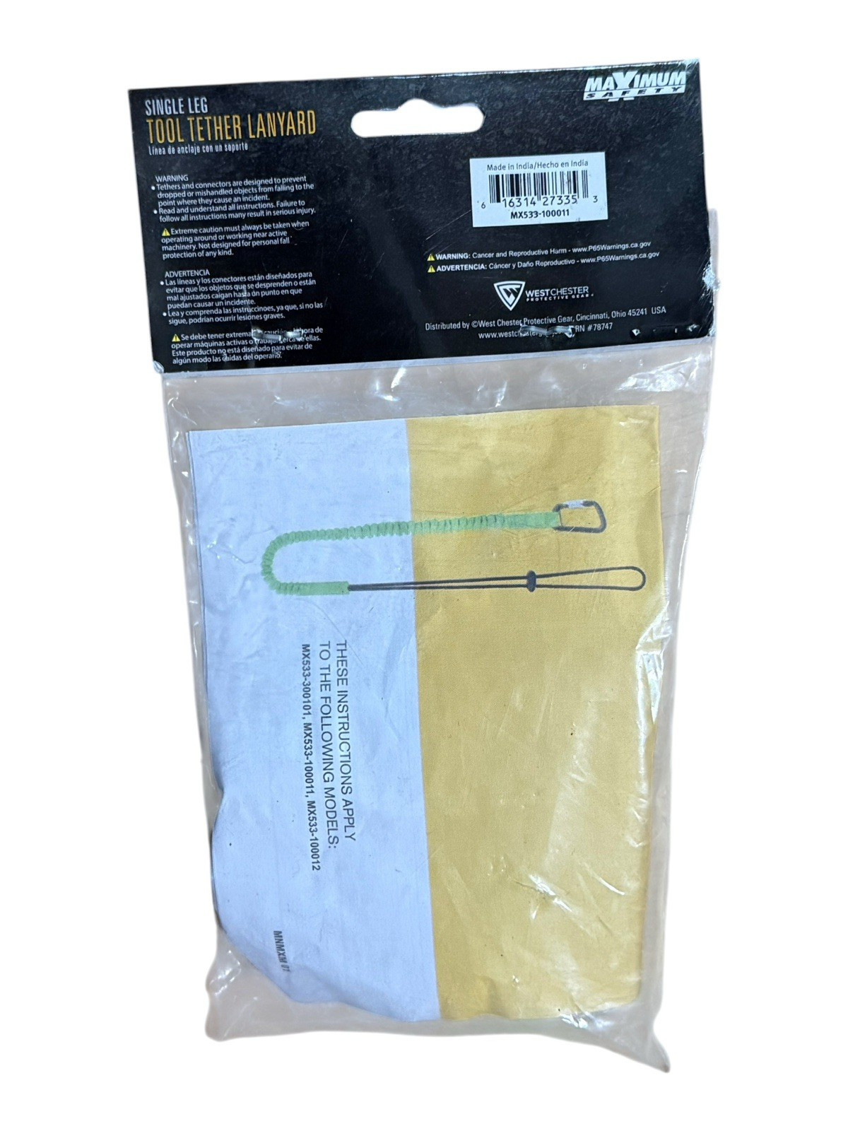 Single Leg Tool Tether Lanyard - High Visibility - Maximum Safety - Holds 22 Lbs