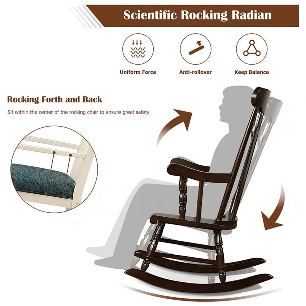 Pemberly Row 17.5" Solid Rubber Wood Rocking Chair in Coffee/Glossy (Set of 2)