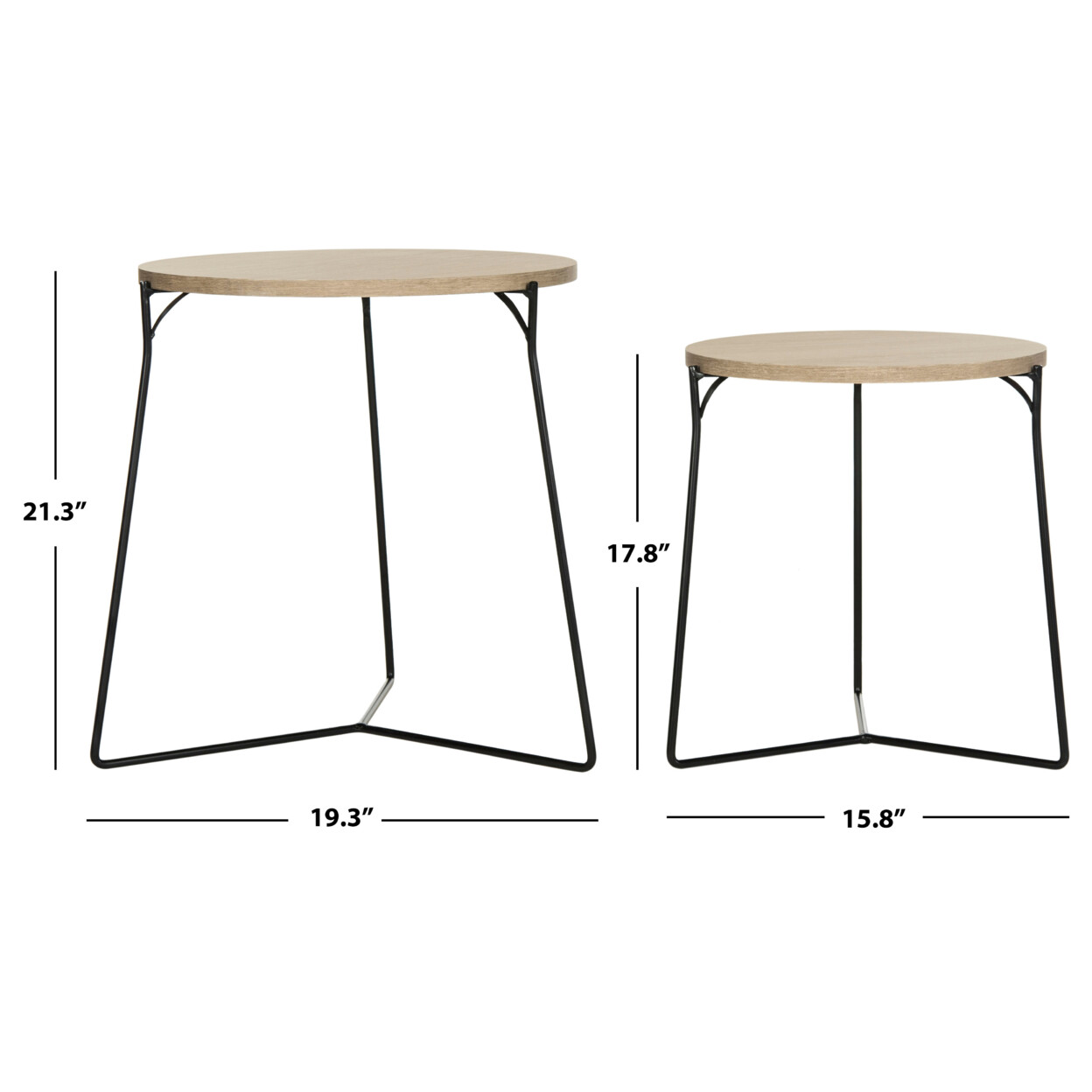 SAFAVIEH Ryne Retro Mid-Century Stacking End Table | Light Brown |