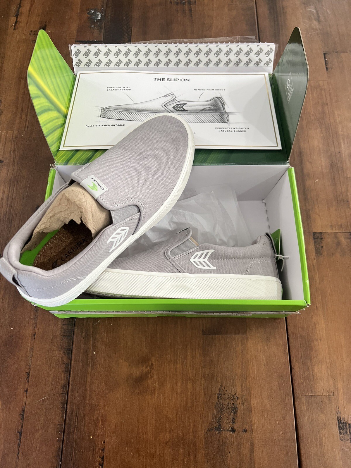 Cariuma Skateboarding Slip-On Light Grey Off White  Skate Shoes M9.5/W11 BRAZIL