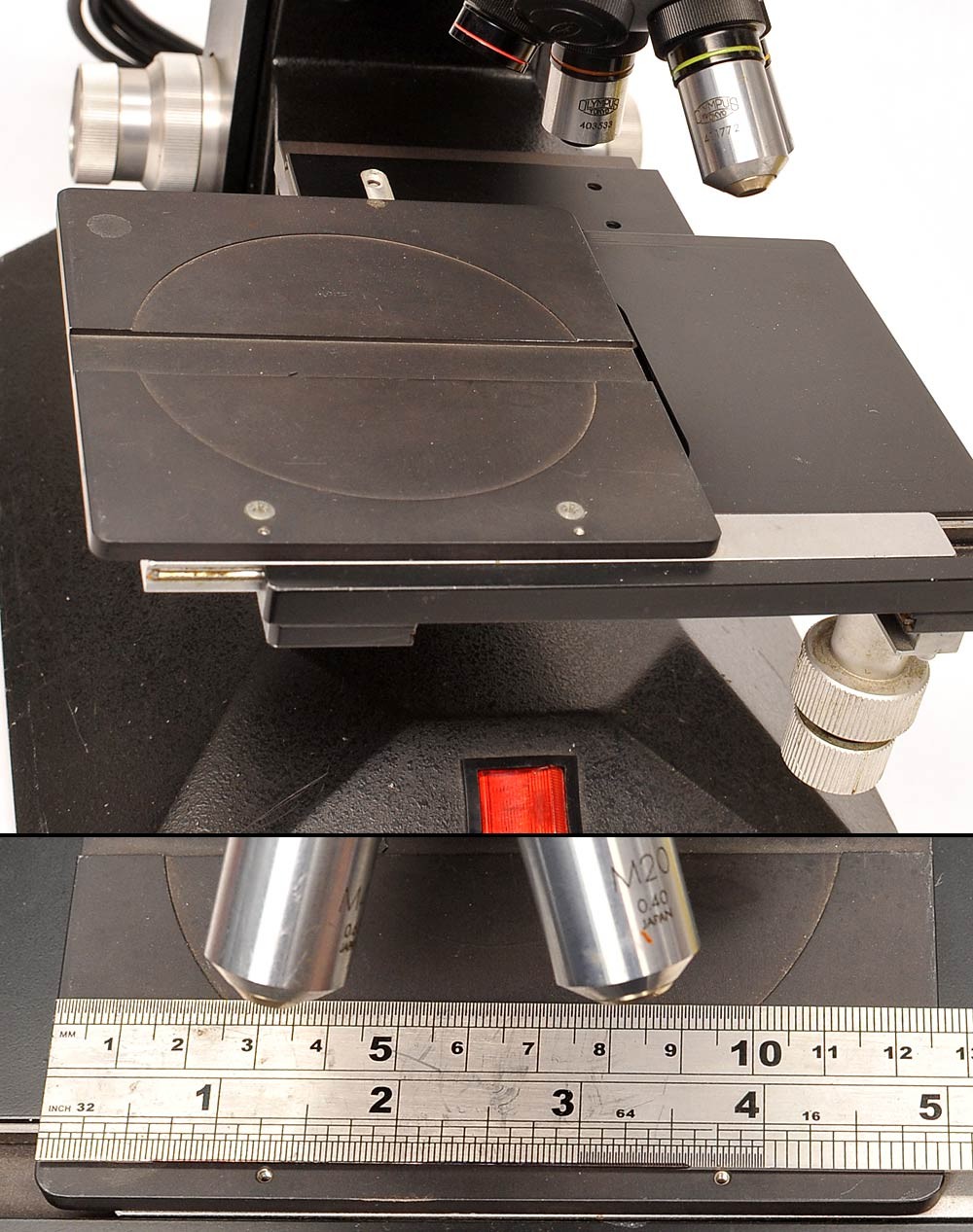 Vintage Olympus BH Compound Microscope With Vertical Illuminator and Full Optics