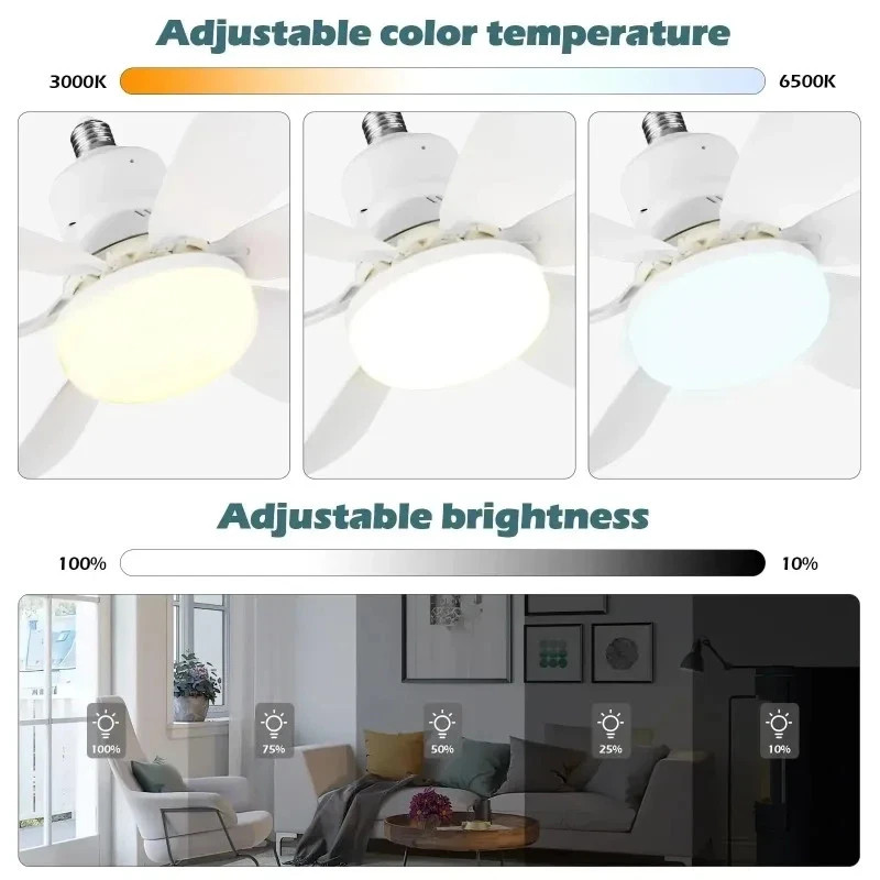 30W LED Ceiling Fan Light E27 Bulb Remote Control Dimmable 85-265V Home Lamp