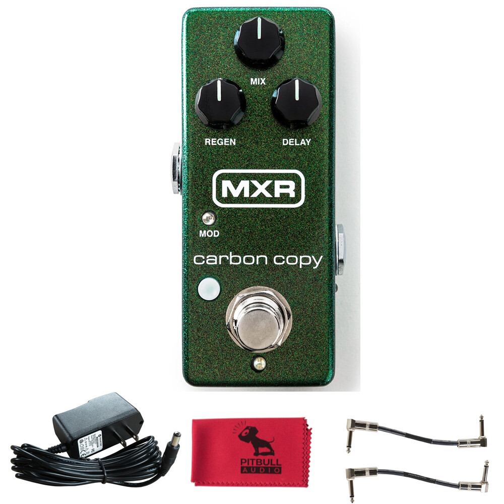 MXR M299 Carbon Copy Mini Pedal w/ Power Supply, Cables & Pitbull Audio Cloth