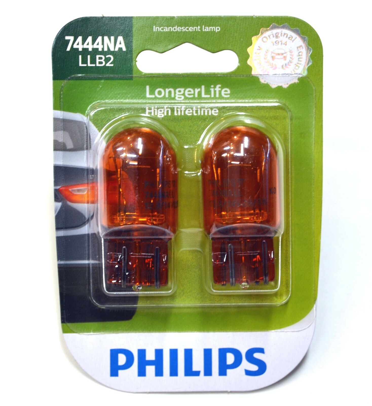 Philips LongerLife 7444NA 28/8W Two Bulbs Front Turn Signal Light Replacement OE