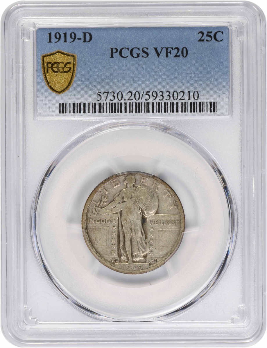 1919-D Standing Liberty Silver Quarter VF20 PCGS
