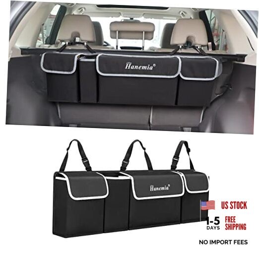 Car Trunk Organizer and Storage, Backseat Hanging Organizer for SUV, Black