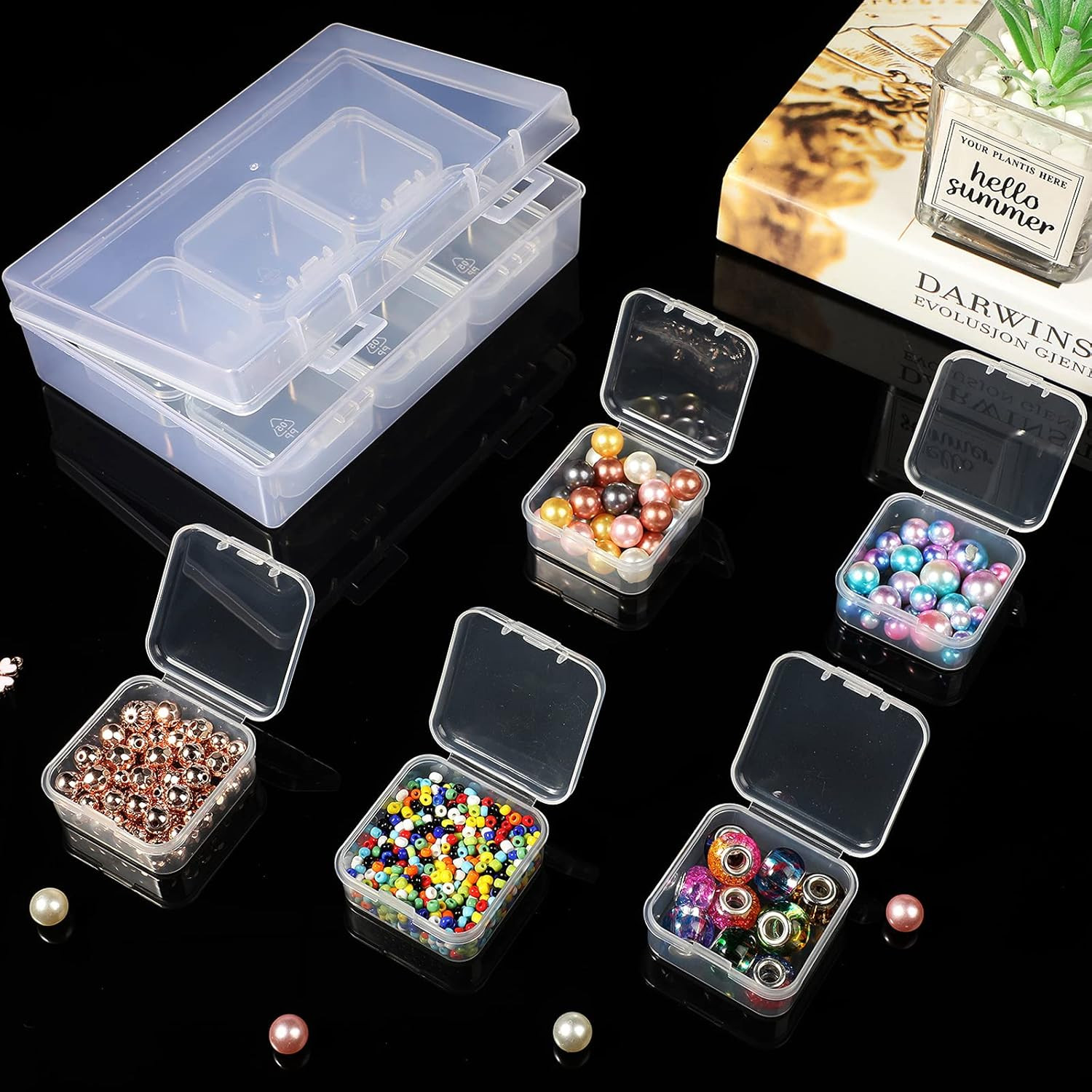13 Pieces Small Bead Organizers Plastic Bead Storage Containers with Lids Mini C