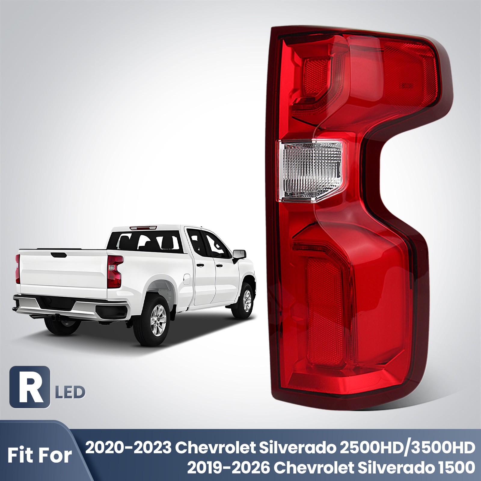 LED Tail Light For 2019-2026 Chevy Silverado 1500 Brake Lamp RH Passenger w/Bulb
