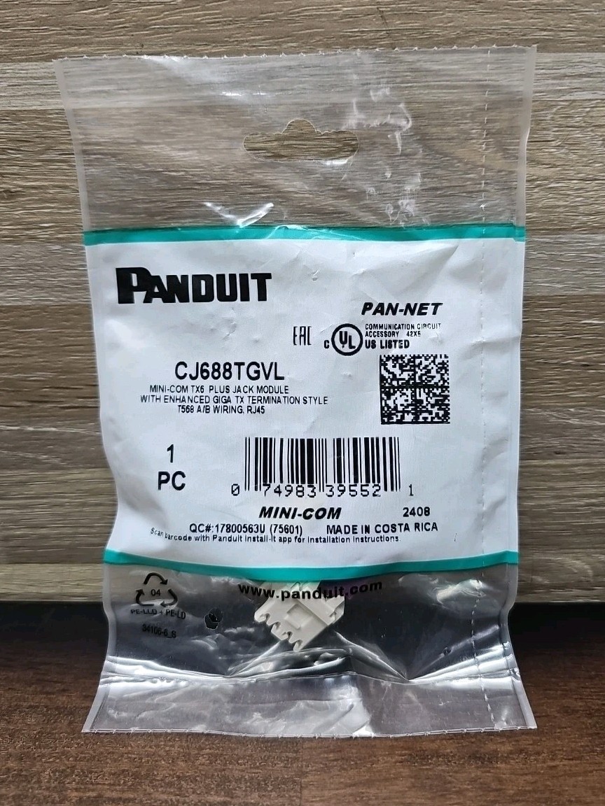 GENIUNE Panduit CJ688TGVL Cat6 Mini-Com Jack Module, Violet