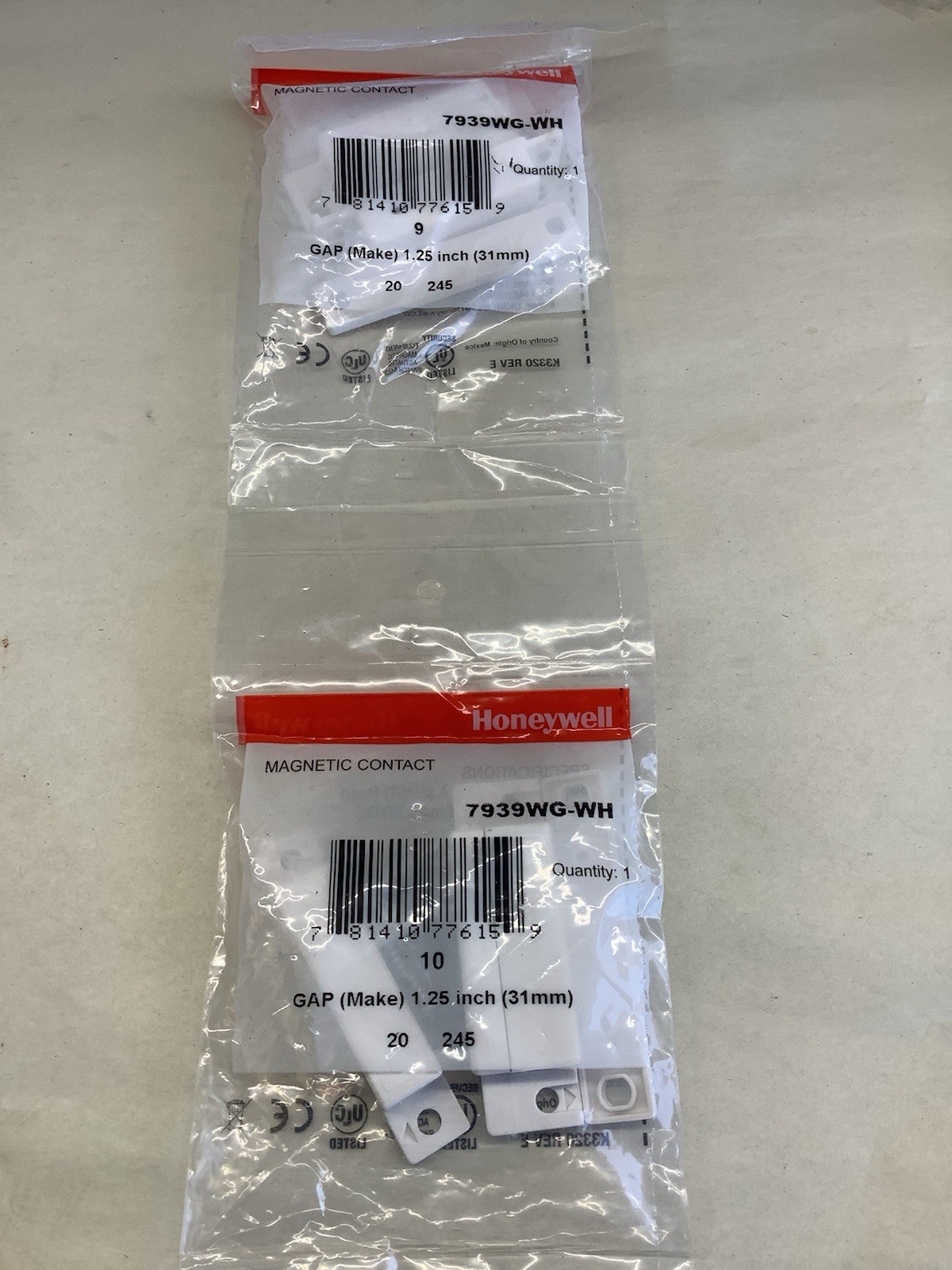 LOT Of 2 Honeywell 7939WG-WH Surface Mount Contacts New