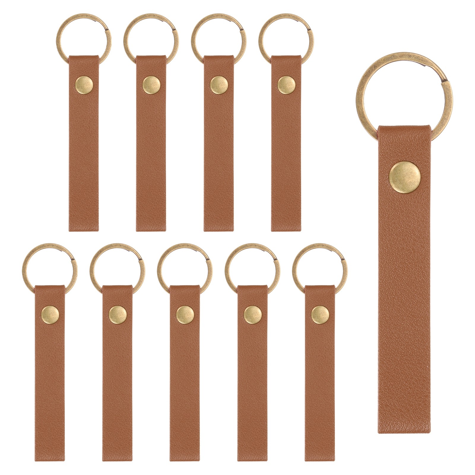 10 Pcs PU Leather Laser Engraving Keychain Blanks (Brown, 4.5" x 0.6")