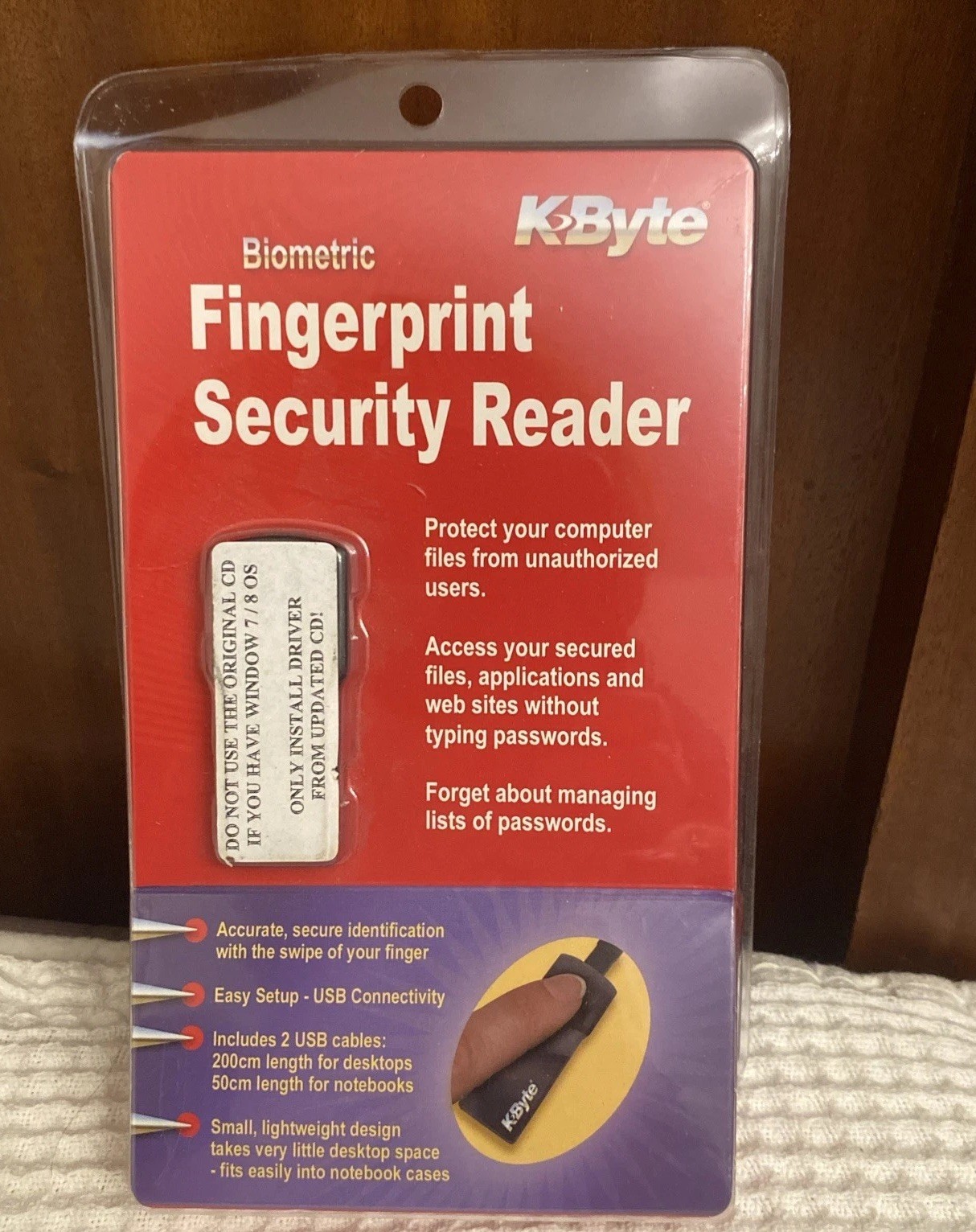KByte Fingerprint Security Reader USB Brand New Old Stock Sealed Package Windows