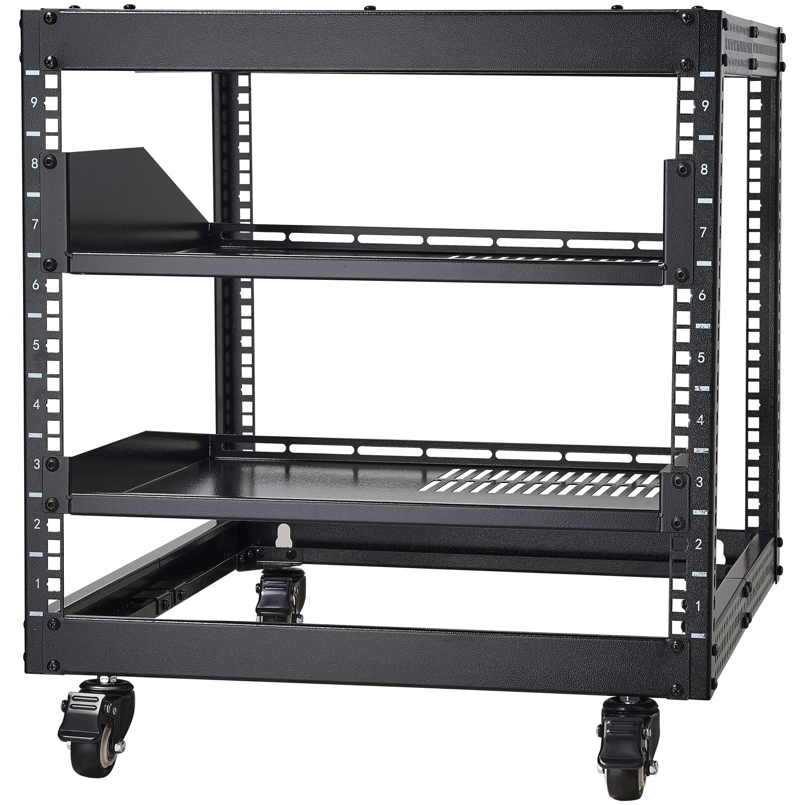 VEVOR 9U 4 Post Open Frame Server Rack Network Enclosure 23''-40'' Adjustable