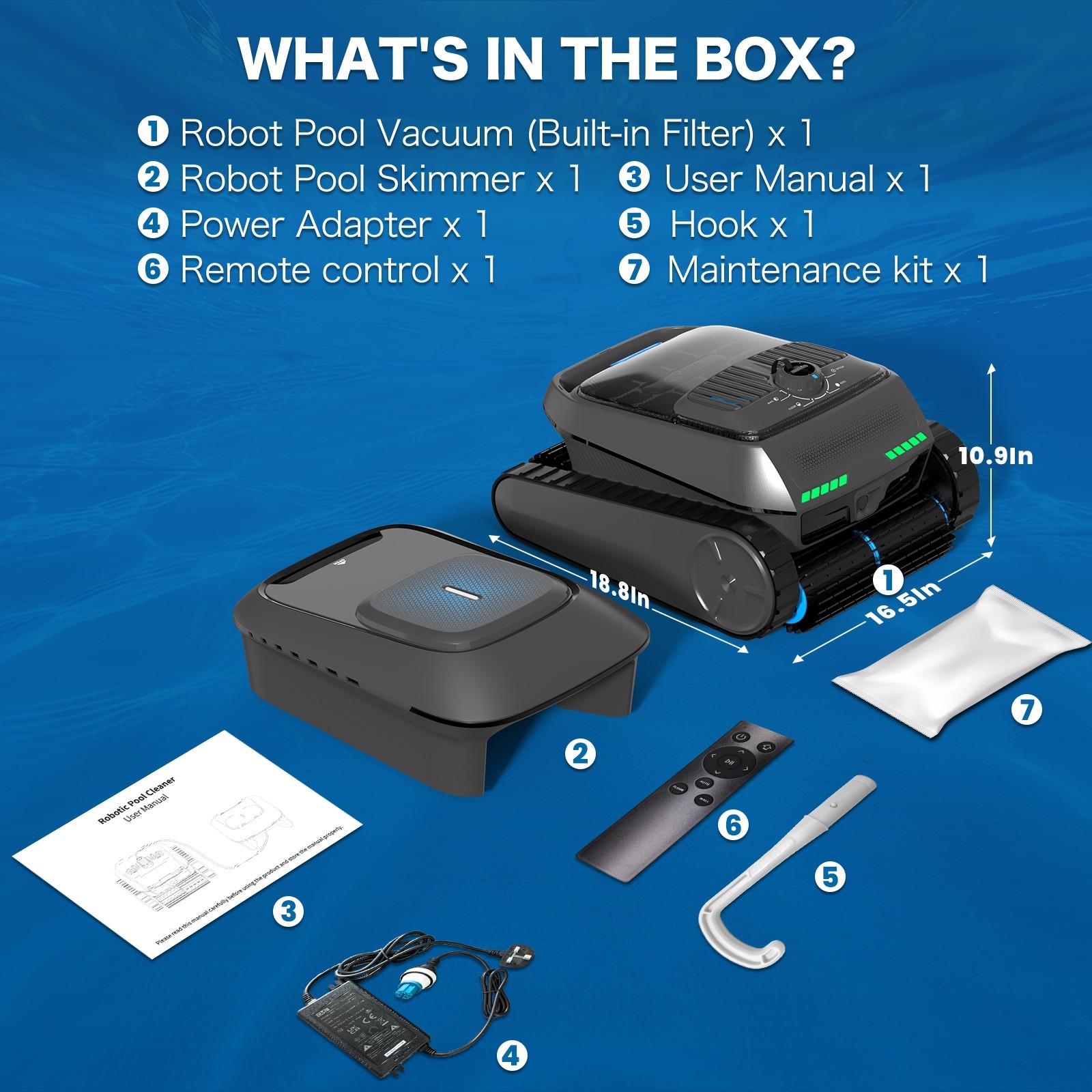 AIRROBO CP400 Automatic Robotic Pool Cleaner Vacuum & Robot Pool Skimmer APP Pro