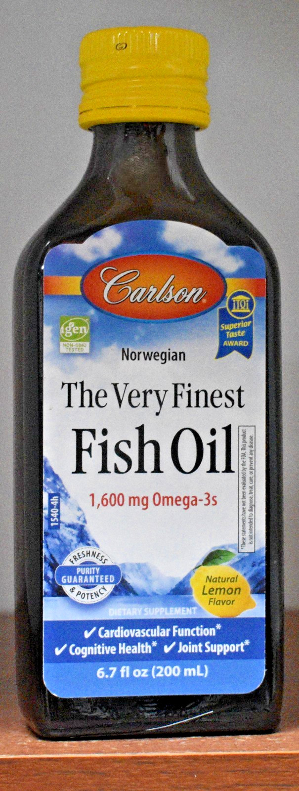 Carlson The Very Finest Fish Oil Lemon Norwegian 1600mg Omega-3 6.7 oz (200 mL)