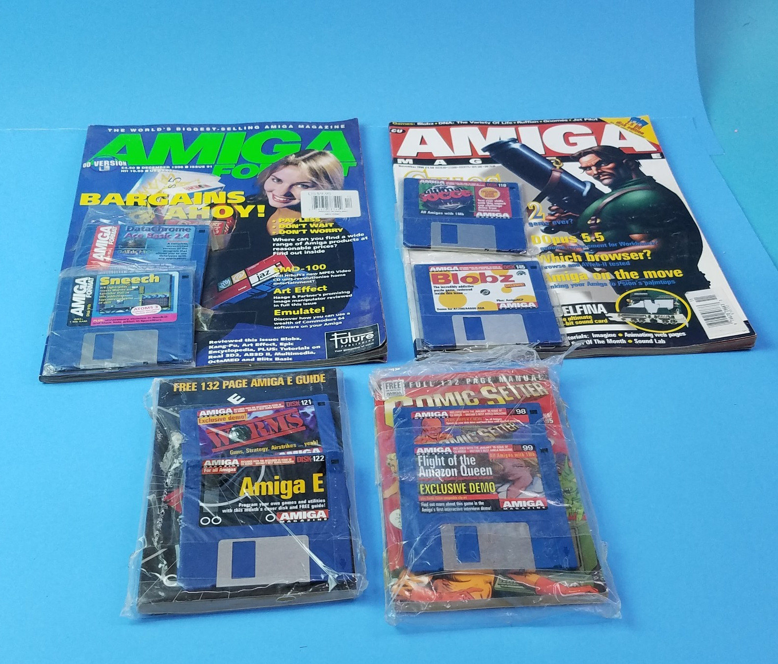 (2) CU Amiga Magazines w/Disks ©1995 & 96 Extra 4 Disk manuals