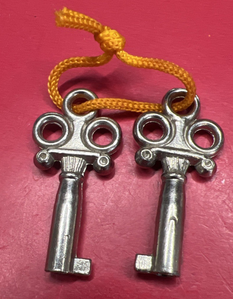 New Set of Two Metal Open Barrel Skeleton Key 1 1/2" Long