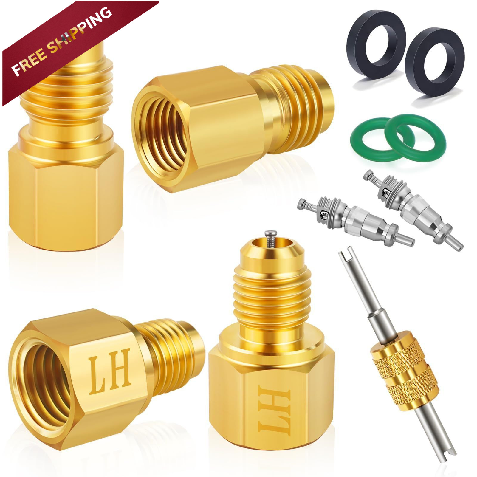 Boltigen R1234YF Refrigerant Tank Adapters, R12 to 1/4 and 1/2