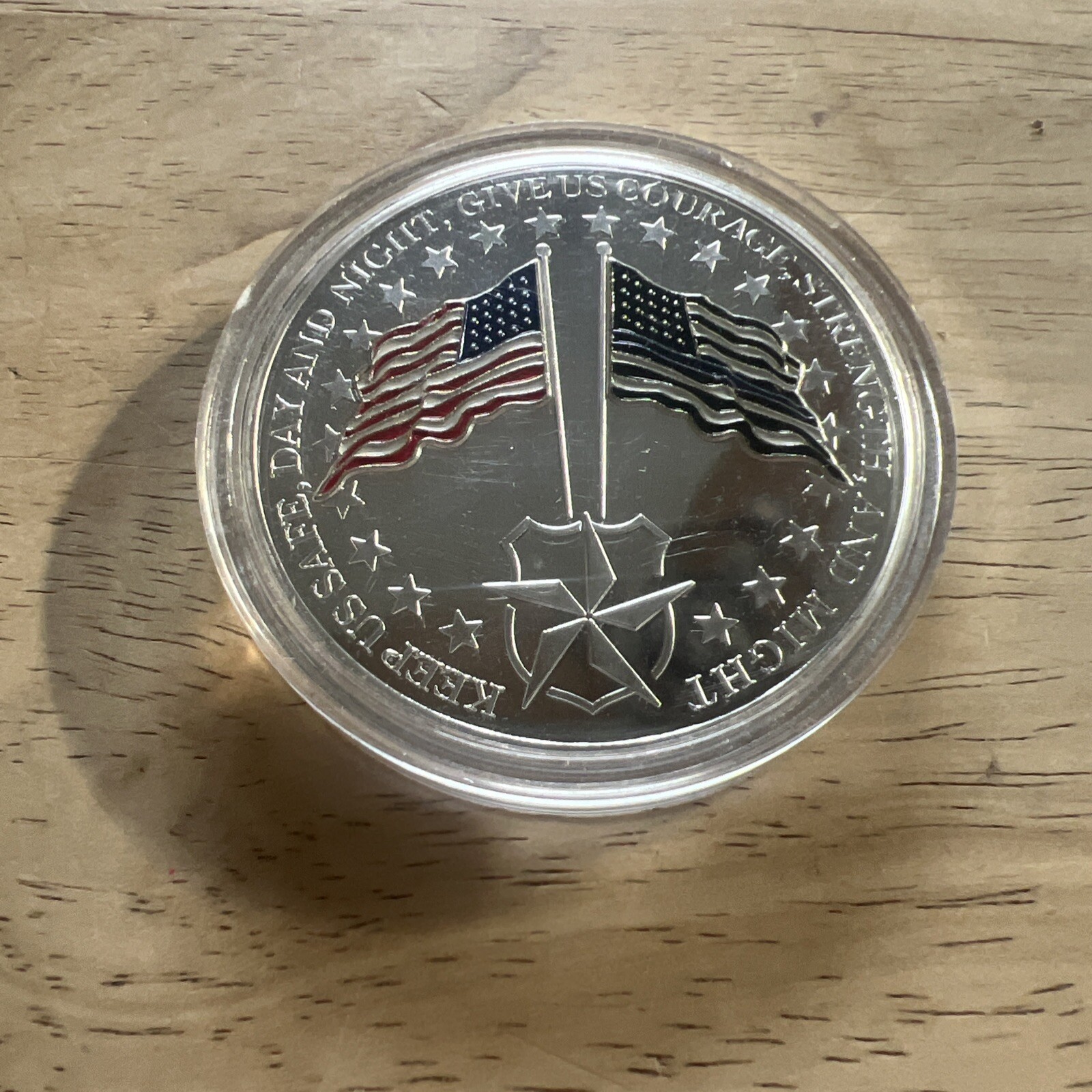 CHALLENGE COIN ST MICHAEL PATRON SAINT OF PLLICE OFFICERS COURAGE STRENGTH JUSTI