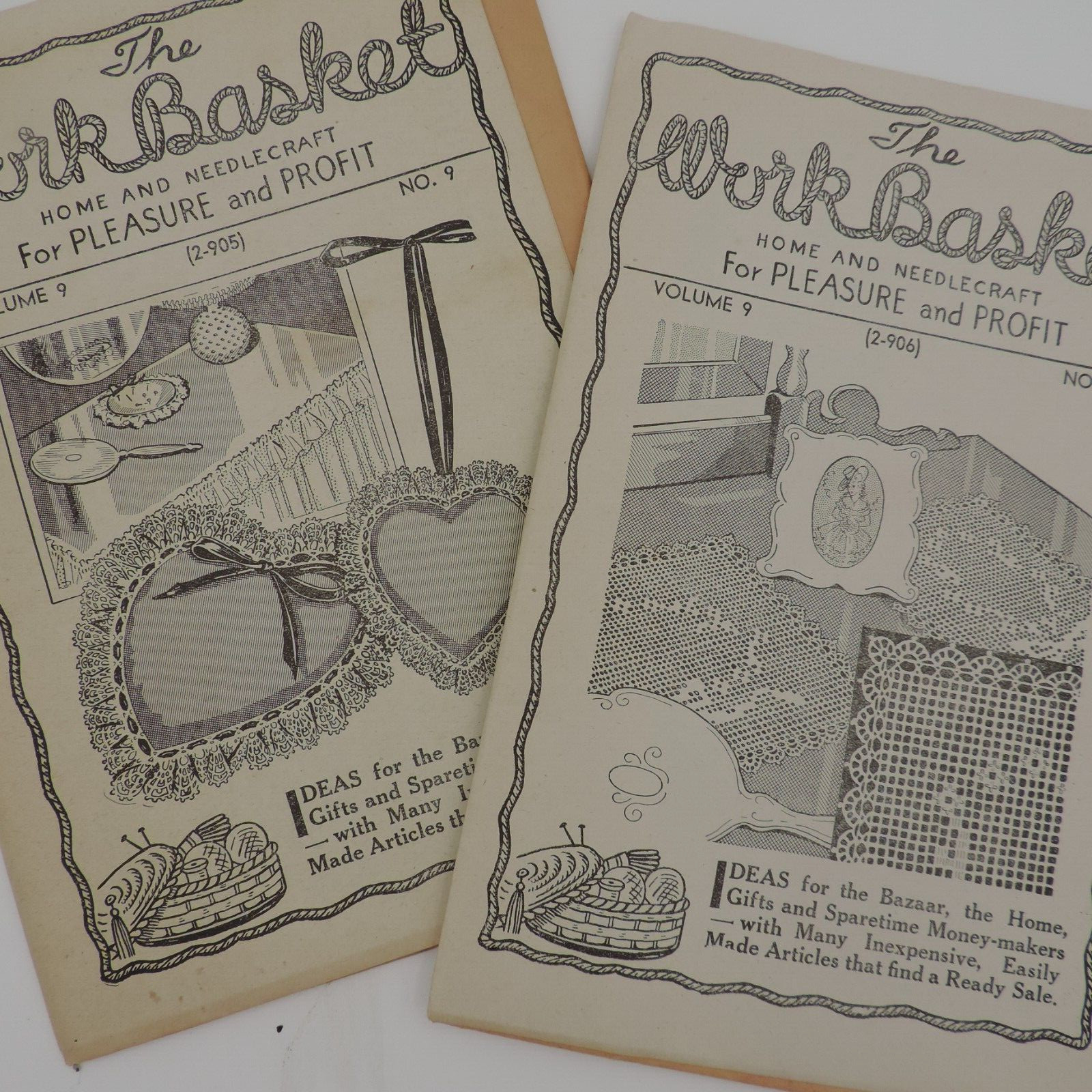 The Work Basket Home & Needlecraft V 9 #9/10 Lot Transfer/Applique/Crochet 1940s