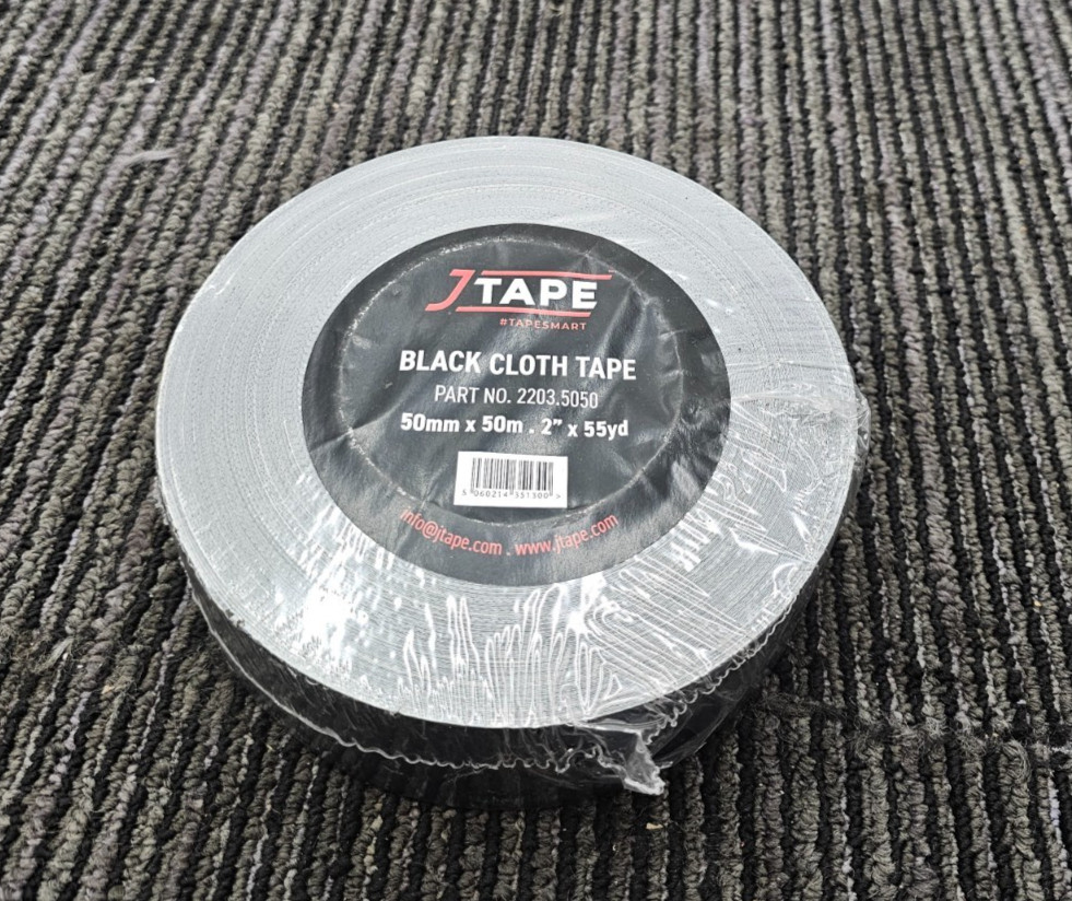 JTAPE 2203.5050 Black Premium Cloth Protection Tape 50mm x 50m / 55yd x 2"