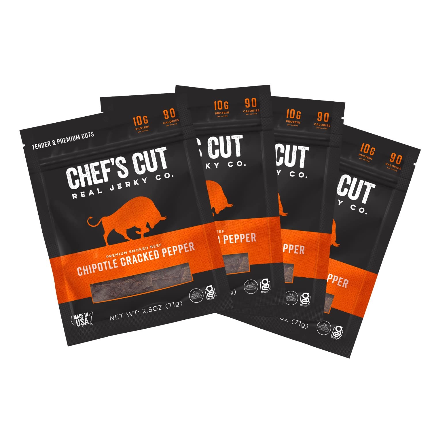 Jerky Chipotle Steak 2.5oz - High-Protein Snack with Cracked Pepper