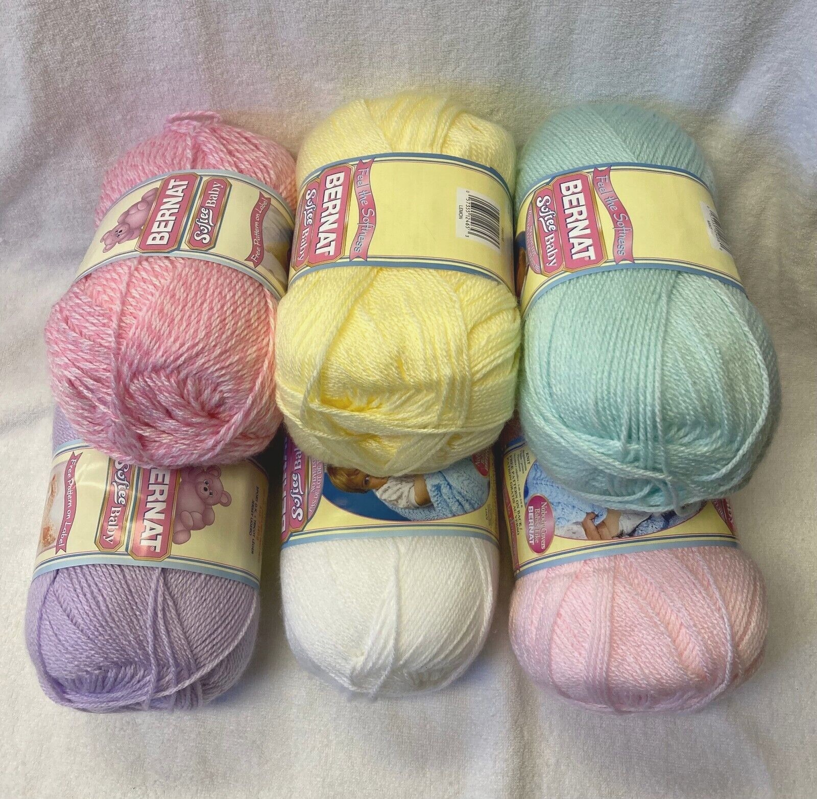 New Bernat Softee Baby 5 oz Skeins Yarn You Pick Yellow Pink Green White Purple