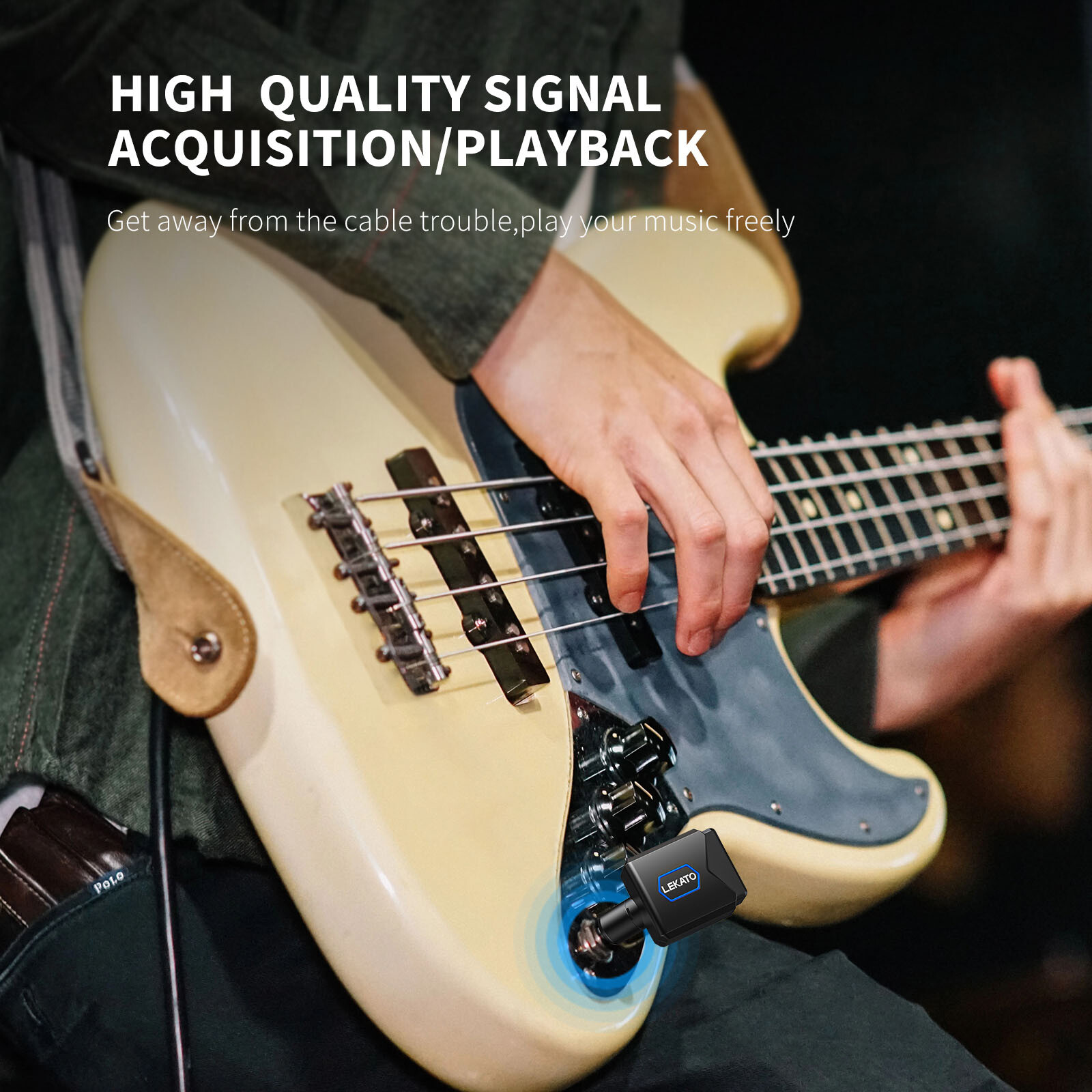 LEKATO 5.8GHz Wireless Guitar System Transmitter Receiver with Charging Box