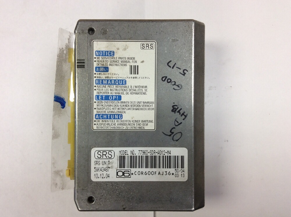 03 Accord 4 DR V6, A bag Supplemental Restraint System Control Module OEM