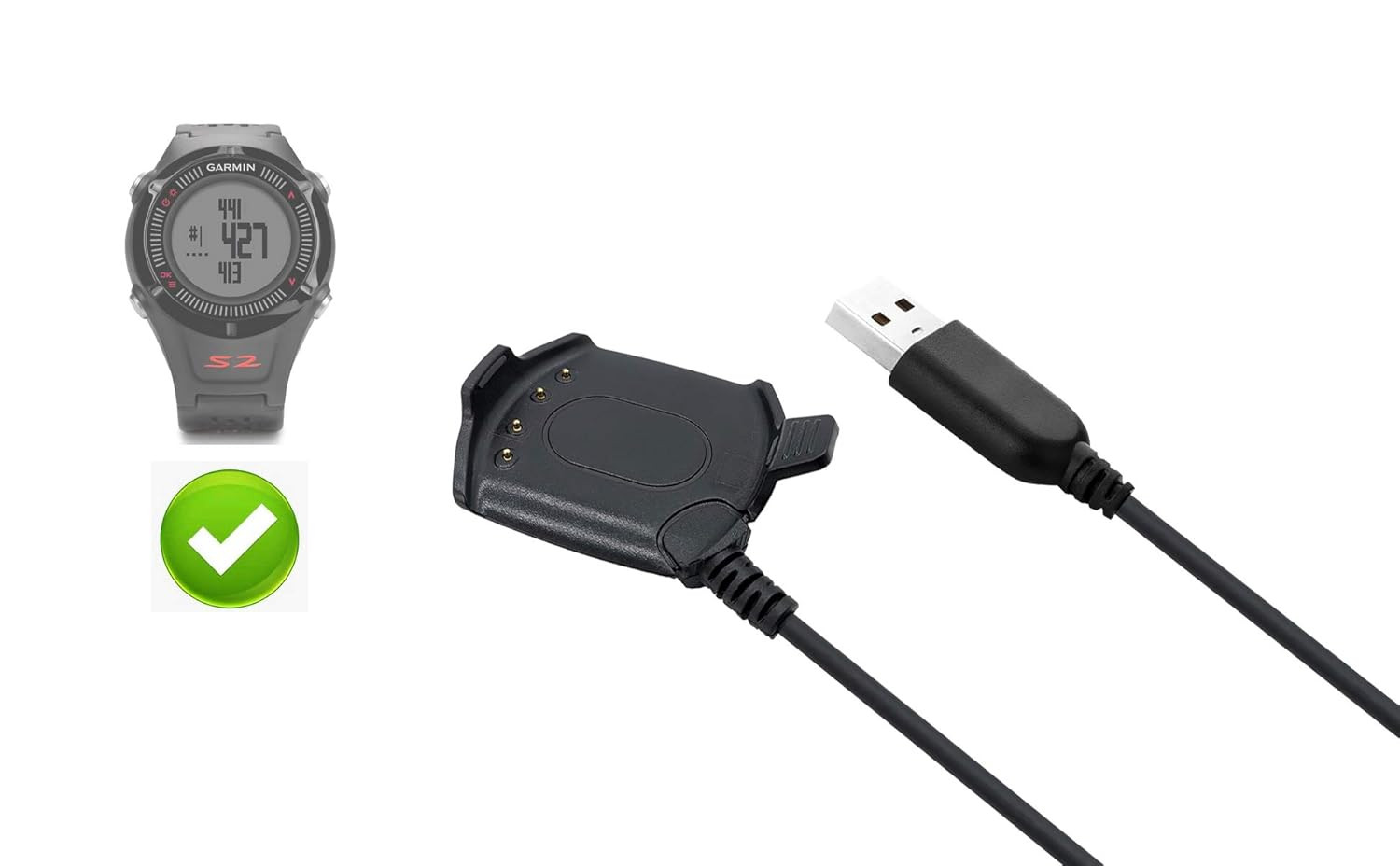 Garmin Approach S2 & S4 Charging Cable - 3.93FT/120CM Sync Clip for Data